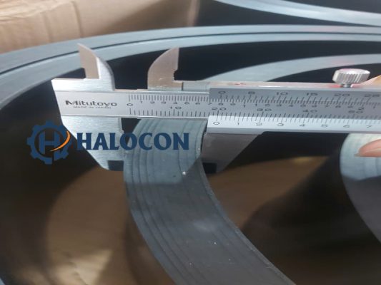 Dây đai kéo cáp, Haul-off belt, dây đai cao su đỏ, dây đai răng phủ cao su, phụ tùng máy đùn cáp điện.